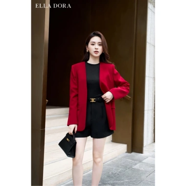 Blazer cổ không ve dáng suông ELLA DORA sang trọng thanh lịch 4 mùa V25 - 999.000₫ 2
