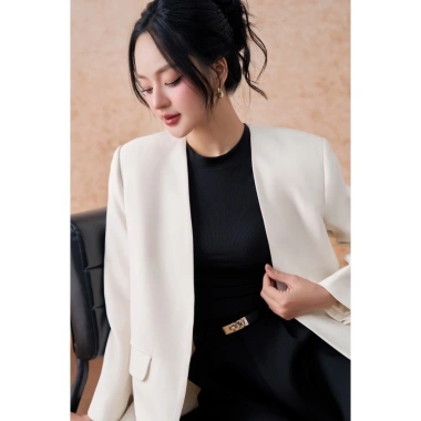 Blazer cổ không ve dáng suông ELLA DORA sang trọng thanh lịch 4 mùa V25 - 999.000₫ 4