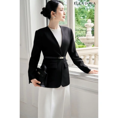 Blazer cổ không ve dáng suông ELLA DORA sang trọng thanh lịch 4 mùa V25 - 999.000₫ 7