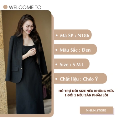Blazer cổ tàu cách tân NHUN N186 dáng suông cổ ve nửa bổ mí - sang trọng, chỉ 390.000₫