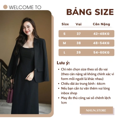 Blazer cổ tàu cách tân NHUN N186 dáng suông cổ ve nửa bổ mí - sang trọng, chỉ 390.000₫