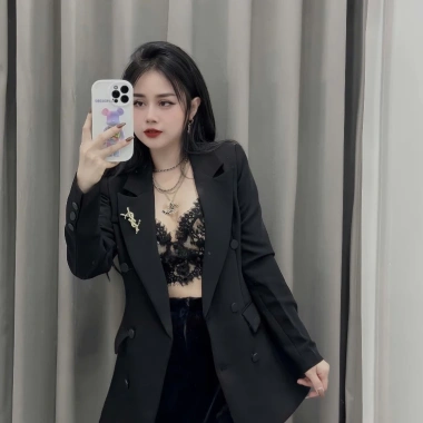 Blazer đen ngắn DAY CHIC - Công sở thời trang, chỉ 399.000đ, không kèm chân váy