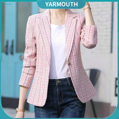 Blazer kẻ sọc màu, cardigan tay dài ấm áp chống nhăn, áo khoác thu đông 328.913₫