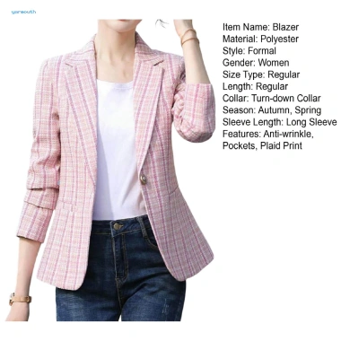 Blazer kẻ sọc màu, cardigan tay dài ấm áp chống nhăn, áo khoác thu đông 328.913₫