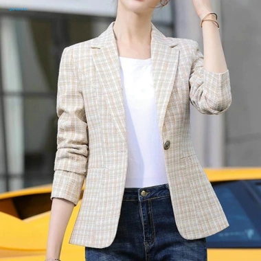 Blazer kẻ sọc màu, cardigan tay dài ấm áp chống nhăn, áo khoác thu đông 328.913₫