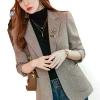 Blazer Len Kẻ Sọc Hàn Quốc Slim-fit Xuân Thu Top Ngắn Nữ Giá 559.440 VND Giảm Giá