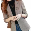 Blazer Len Kẻ Sọc Hàn Quốc Slim-fit Xuân Thu Top Ngắn Nữ Giá 559.440 VND Giảm Giá 2
