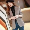 Blazer Len Kẻ Sọc Hàn Quốc Slim-fit Xuân Thu Top Ngắn Nữ Giá 559.440 VND Giảm Giá 3