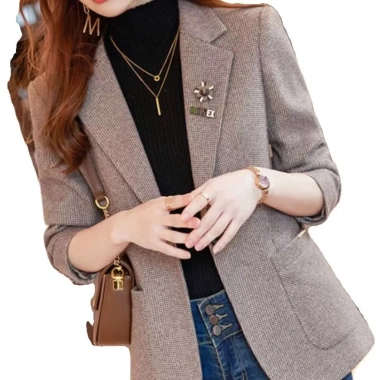 Blazer Len Kẻ Sọc Hàn Quốc Slim-fit Xuân Thu Top Ngắn Nữ Giá 559.440 VND Giảm Giá 4 Blazer Len Kẻ Sọc Hàn Quốc Slim-fit Xuân Thu Top Ngắn Nữ Giá 559.440 VND Giảm Giá 4