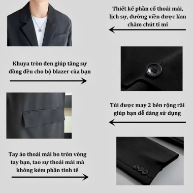 Blazer nam Hàn Quốc cao cấp sang trọng chuẩn men, giảm giá 349.000₫ 7