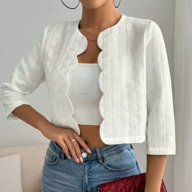 Blazer nữ Hàn Quốc màu đơn sắc không nút, tay ngắn 3/4, form ôm body - 357.417₫ 3