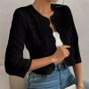 Blazer nữ Hàn Quốc màu đơn sắc không nút, tay ngắn 3/4, form ôm body - 357.417₫ 6