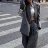 Blazer Nữ Kẻ Sọc Tay Dài Có Lót, Kèm Quần Suông Rộng - Trẻ Trung Sang Trọng, Giá 400.200 VND 3