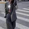 Blazer Nữ Kẻ Sọc Tay Dài Có Lót, Kèm Quần Suông Rộng - Trẻ Trung Sang Trọng, Giá 400.200 VND 6