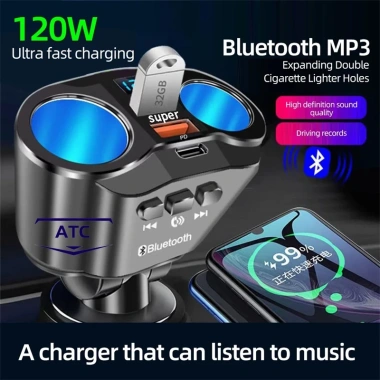 Bluetooth Xe Thuốc Lá Bật Lửa – Ổ Cắm PD QC3.0 USB 4.8A Sạc Nhanh Kỹ Thuật Số