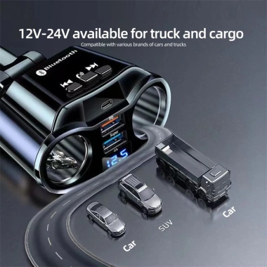 Bluetooth Xe Thuốc Lá Bật Lửa – Ổ Cắm PD QC3.0 USB 4.8A Sạc Nhanh Kỹ Thuật Số 8 Bluetooth Xe Thuốc Lá Bật Lửa – Ổ Cắm PD QC3.0 USB 4.8A Sạc Nhanh Kỹ Thuật Số 8