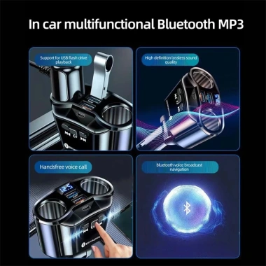 Bluetooth Xe Thuốc Lá Bật Lửa – Ổ Cắm PD QC3.0 USB 4.8A Sạc Nhanh Kỹ Thuật Số