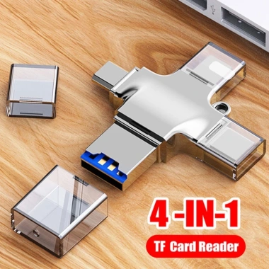 Bluewow Đầu Đọc Thẻ TF 4 trong 1 - Micro USB, USB 3.0 Loại C, OTG iPhone Laptop, Giá chỉ 95.700₫