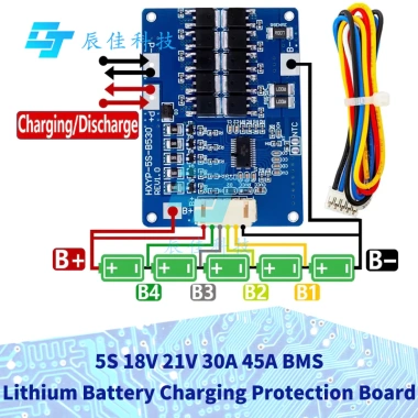 BMS Pin Lithium 5S 18V-21V 30A/45A Bảo Vệ NTC, Cân Bằng & Kiểm Soát Nhiệt Độ - Giá 117.543đ
