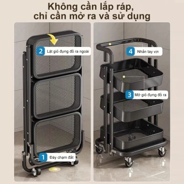 BMZAR Kệ Đa Năng Gấp Gọn 3 Tầng Thép Carbon Chống Gỉ Xe Đẩy Spa Giá 329.000₫ 2