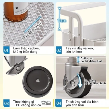 BMZAR Kệ Đa Năng Gấp Gọn 3 Tầng Thép Carbon Chống Gỉ Xe Đẩy Spa Giá 329.000₫ 4