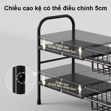 BMZAR Kệ gầm bếp 1-2 tầng, điều chỉnh độ dài 53-88cm, bồn rửa & xoong nồi - Giá 279.000₫
