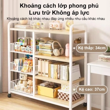 BMZAR Kệ lò vi sóng 3-4 tầng đa năng, kèm giỏ, ngăn tủ mặt gỗ MDF 1.3cm - Giá ưu đãi 579.000 VND