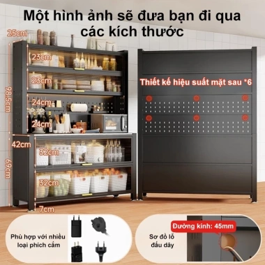 BMZAR Kệ Nhà Bếp Đa Năng 4 Tầng Thép Cao Cấp - Tủ Bếp 500kg, Giá Ưu Đãi 1.409.000 VND 2