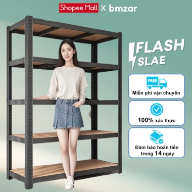 BMZAR Kệ sắt đa năng v lỗ và bảng gỗ - Kệ bếp chịu 20kg/tầng, giá siêu rẻ 235k