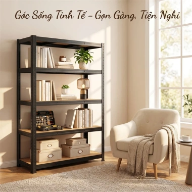 BMZAR Kệ sắt đa năng v lỗ và bảng gỗ - Kệ bếp chịu 20kg/tầng, giá siêu rẻ 235k