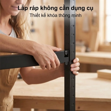 BMZAR Kệ sắt đa năng v lỗ và bảng gỗ - Kệ bếp chịu 20kg/tầng, giá siêu rẻ 235k