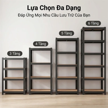 BMZAR Kệ sắt đa năng v lỗ và bảng gỗ - Kệ bếp chịu 20kg/tầng, giá siêu rẻ 235k