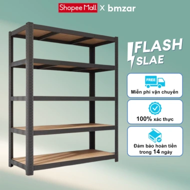 BMZAR Kệ sắt v lỗ 5 tầng đa năng 120x40x180 - Lắp đặt không cần vít, giá chỉ 235.000đ