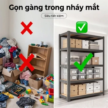 BMZAR Kệ sắt v lỗ 5 tầng đa năng 120x40x180 - Lắp đặt không cần vít, giá chỉ 235.000đ