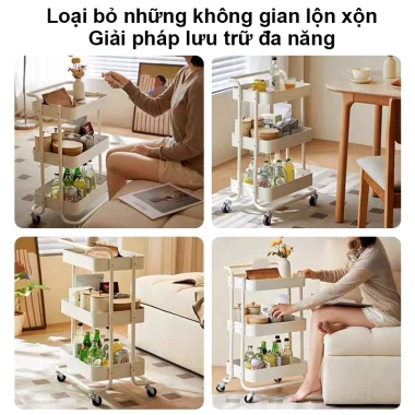 BMZAR Xe Đẩy Spa 3 Tầng Đa Năng – Kệ thép carbon, giỏ để bỉm sữa, chỉ 259.000 VND