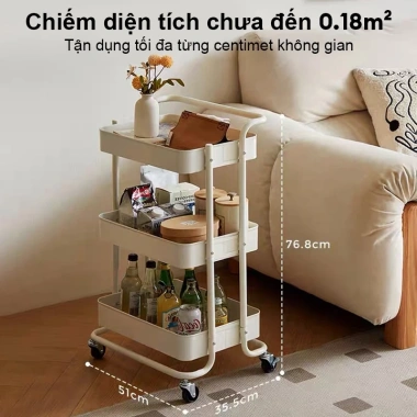 BMZAR Xe Đẩy Spa 3 Tầng Đa Năng – Kệ thép carbon, giỏ để bỉm sữa, chỉ 259.000 VND