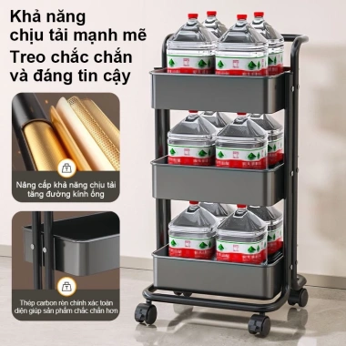 BMZAR Xe Đẩy Spa 3 Tầng Đa Năng – Kệ thép carbon, giỏ để bỉm sữa, chỉ 259.000 VND