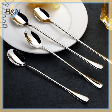 B&N 6/10 Muỗng trà đá dài tay thép không gỉ Thìa cà phê khuấy kem an toàn máy rửa chén phụ kiện bếp giảm giá