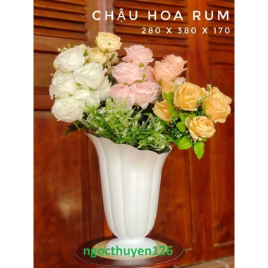 Bộ 02 chậu hoa rum 33x43cm trắng sang trọng, size lớn nhựa dày, trồng hoa kiểng đẹp, giá 157.000đ 3