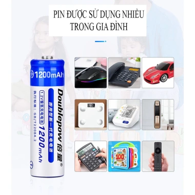 Bộ 04 Pin Sạc AA 1.200mAh Doublepow Chính Hãng - Dung lượng cao, sạc nhanh, giá 49.000đ 5