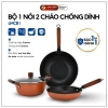 Bộ 1 Nồi 2 Chảo LUMICASA LMCB1 Thép Carbon Chống Dính Ceramic - Tay Cầm Gỗ Sồi Sang Trọng, Giá Ưu Đãi 513.000₫