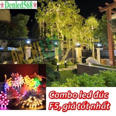 Bộ 1 túi 20 dây LED đúc F5 12V 3m 50 bóng và nguồn 33A chống nước, quấn cây thả rủ giá ưu đãi 399.000₫