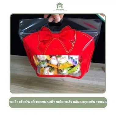 Bộ 10-20 Túi Ziplock Nơ Đỏ Đựng Bánh Kẹo, Bánh Mì Ngọt, Trái Cây - Dung Tích Lớn, Giá 35.700₫