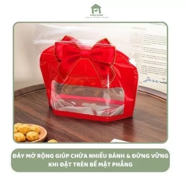 Bộ 10-20 Túi Ziplock Nơ Đỏ Đựng Bánh Kẹo, Bánh Mì Ngọt, Trái Cây - Dung Tích Lớn, Giá 35.700₫