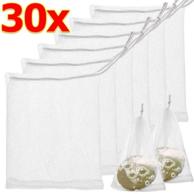 Bộ 10-30 Túi Lưới Tạo Bọt Sữa Rửa Mặt & Xà Phòng - Dây Rút, Tẩy Tế Bào Chết, Giá 28.399đ