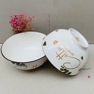 Bộ 10 bát chén ăn cơm gốm sứ cao cấp hoa văn 4D viền miệng sang trọng - 130.000₫