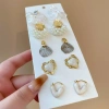 Bộ 10 bông tai ngọc trai kim cương hình nơ trái tim Hàn Quốc thanh lịch cho nữ - Giá 65.800đ 8