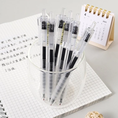 Bộ 10 bút gel và bi MD107, ngòi 0.5mm trong suốt, viết êm, đệm mút - Giá ưu đãi 33.000₫