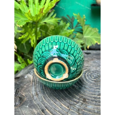 Bộ 10 Chén Ăn Cơm Men Nâu/Xanh Ngọc/Xanh Lá, Gốm Xưa Lái Thiêu Lớn 11.5cm, Giá 95k 7
