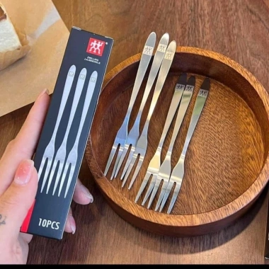 Bộ 10 Dĩa Ăn Hoa Quả Thép Không Gỉ 2 Răng – Dễ Vệ Sinh, Giá Tiết Kiệm 37.000đ